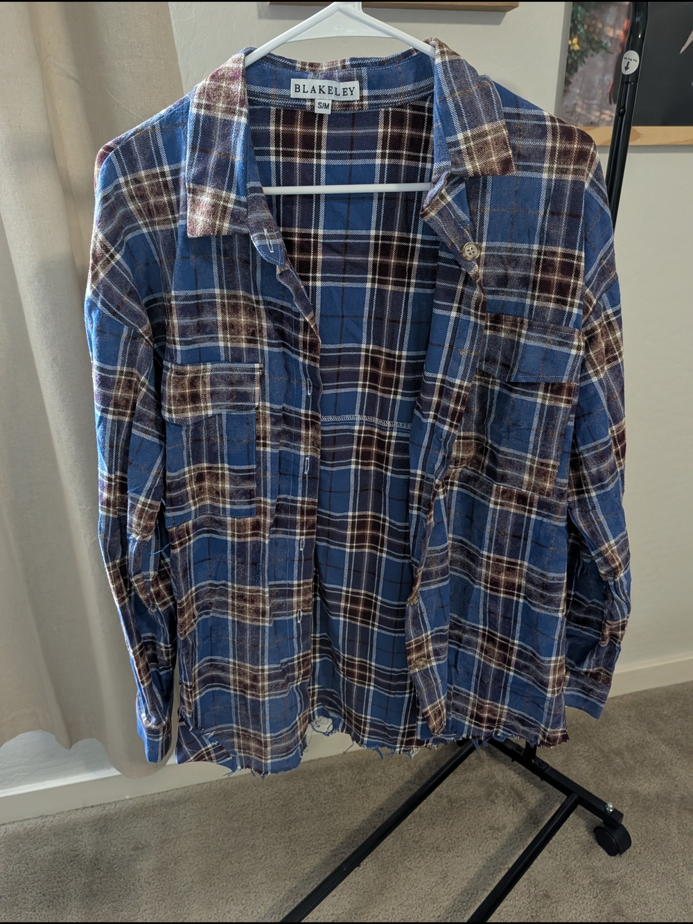 Blue & Brown Plaid Flannel Shirt